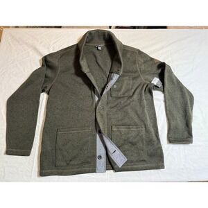 Eddie Bauer Men's XL Green Knit Button Jacket Grandpa Sweater